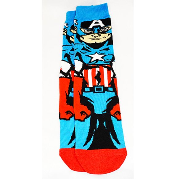 Disney Anime Socks Avengers Marvel Cartoon Figure Capt. America Unisex NWOT - Picture 1 of 5